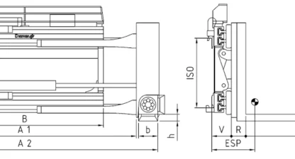 chwytak widlowy z obrotowymi widalmi DGK techniczny